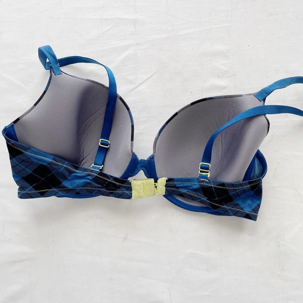 [Victoria’s Secret] blue grey plaid lined Demi bra 36D - Picture 3 of 6